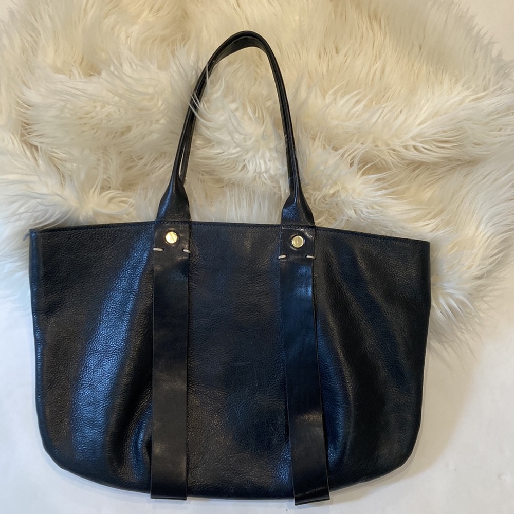 Claire V Tropezienne Tote Bag Black Leather